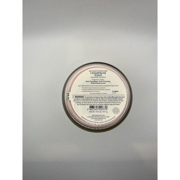 NWT Bath & Body Works Champagne Toast 3-Wick Scented Candle - Picture 2 of 4